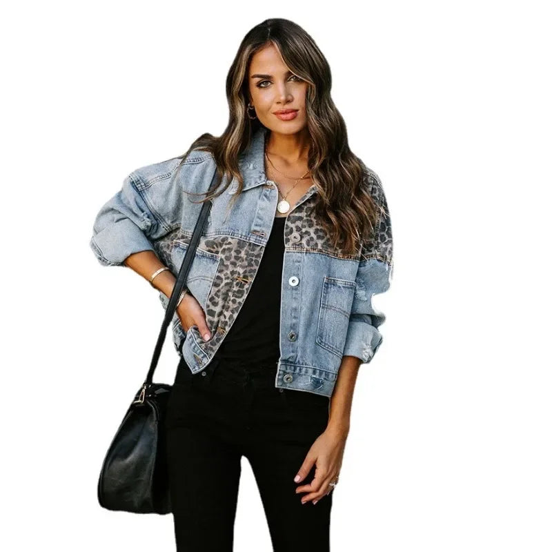 Levoire | Veste En Denim Léopard Élégant