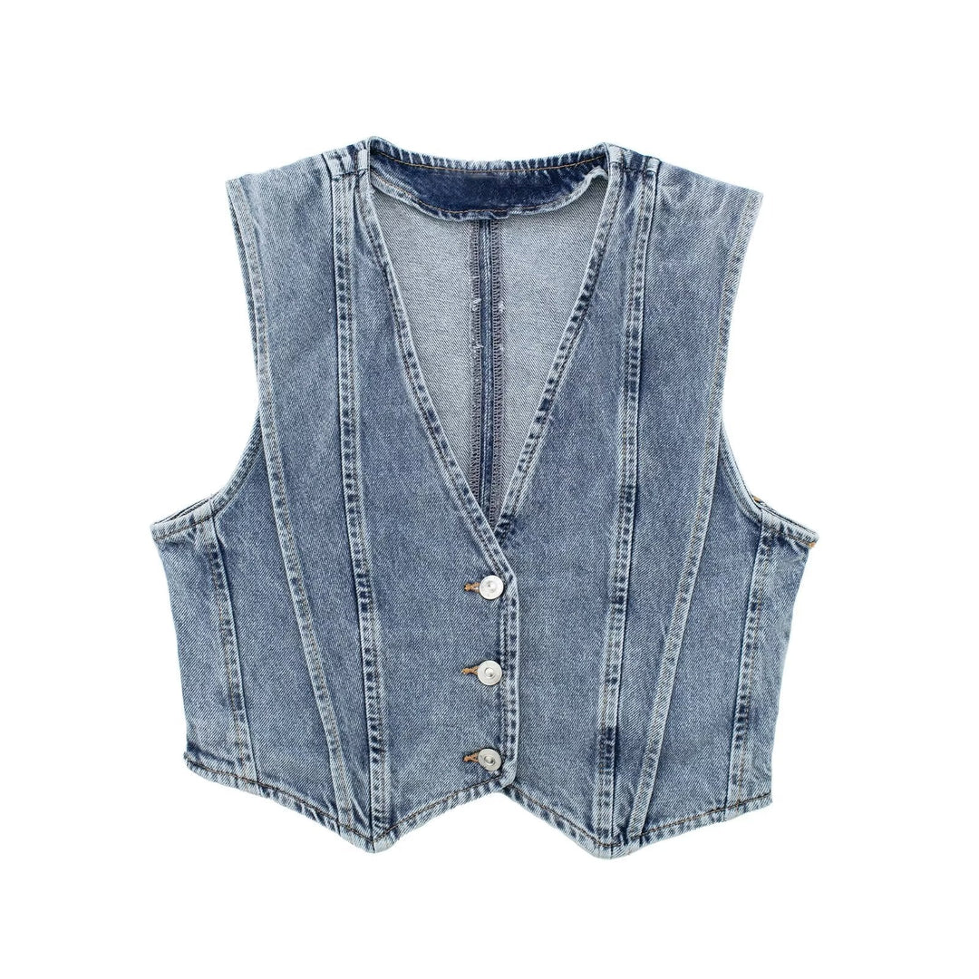 Levoire | Veste Sans Manches À Boutons Pour Femme, Veste Courte