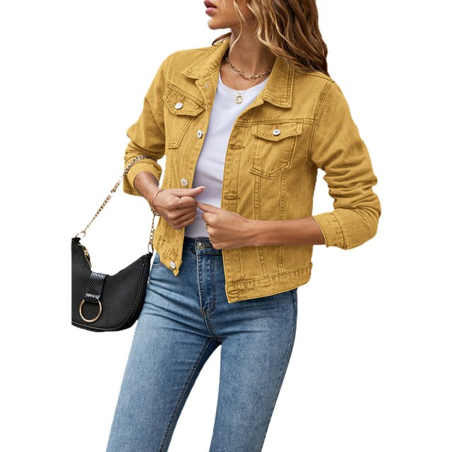 Levoire | Veste Décontractée À Boutons Pour Femmes Jaune