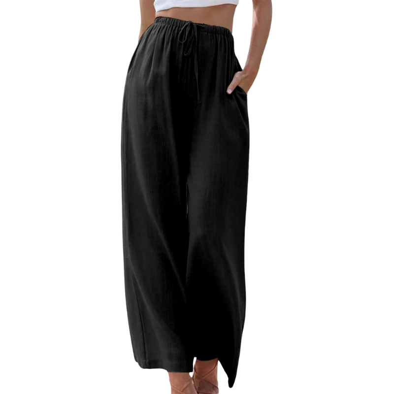 Levoire | Pantalon Légant En Coton Et Lin Noir