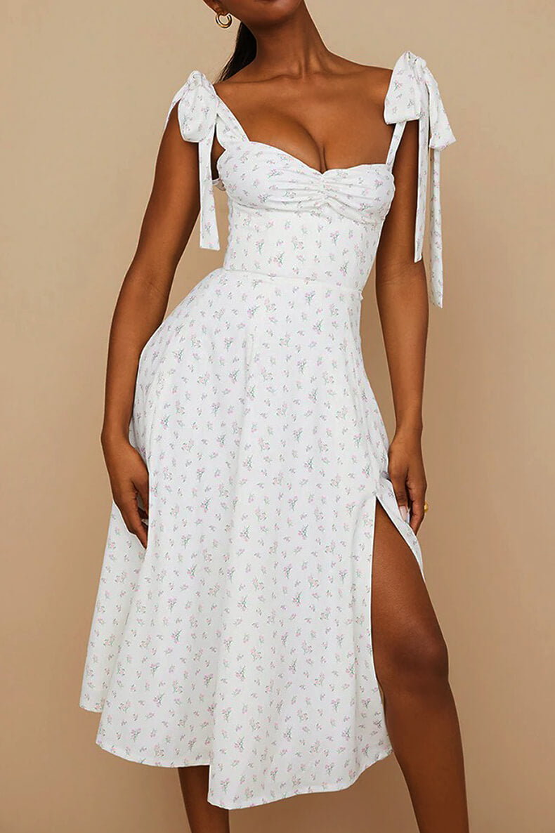 Levoire | Belle Robe Midi Avec Bretelles Et Fente
