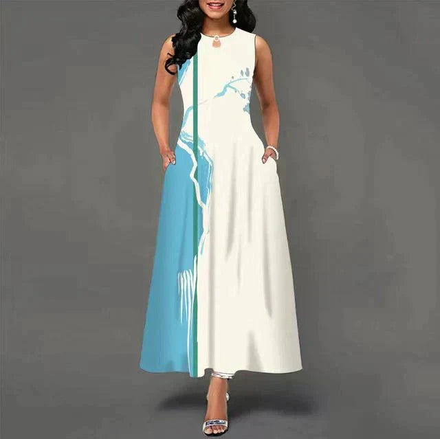 Levoire | Robe d'été élégante sans manches avec poches Bleu ciel