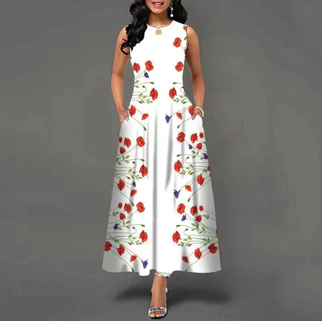 Levoire | Robe d'été élégante sans manches avec poches Rouge clair