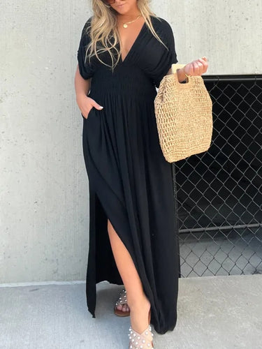 Levoire | Élégant Robe Maxi À Décolleté En V Pour Femmes