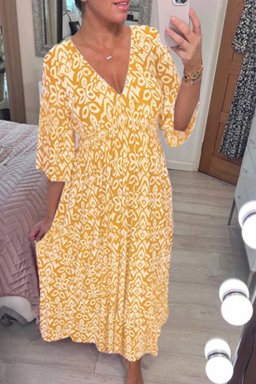 Levoire | Robe de loisirs longue imprimée Jaune