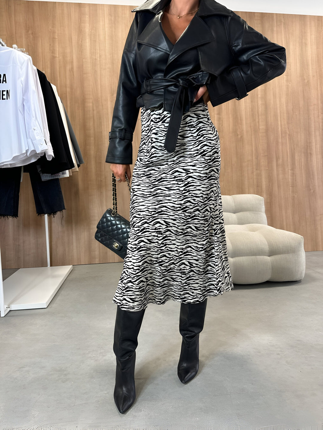 Levoire | Jupe Audacieuse Avec Motif Animal Et Taille Haute Pour Femmes rayures zébrées