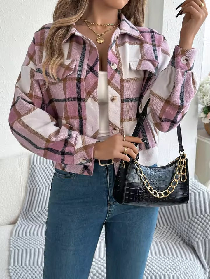 Levoire | Veste À Carreaux Courte Avec Boutons Rosa