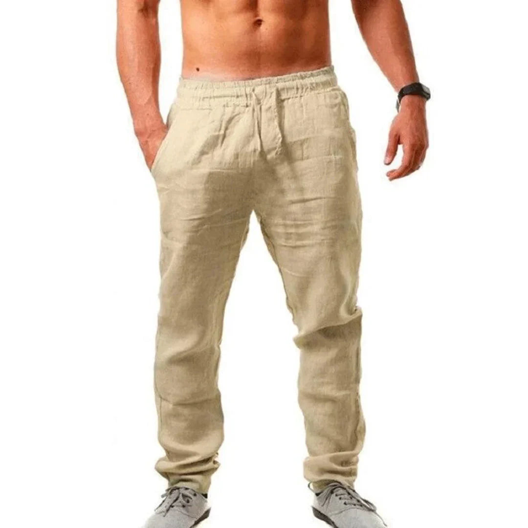 Levoire | Pantalons En Lin Pour Hommes Beige
