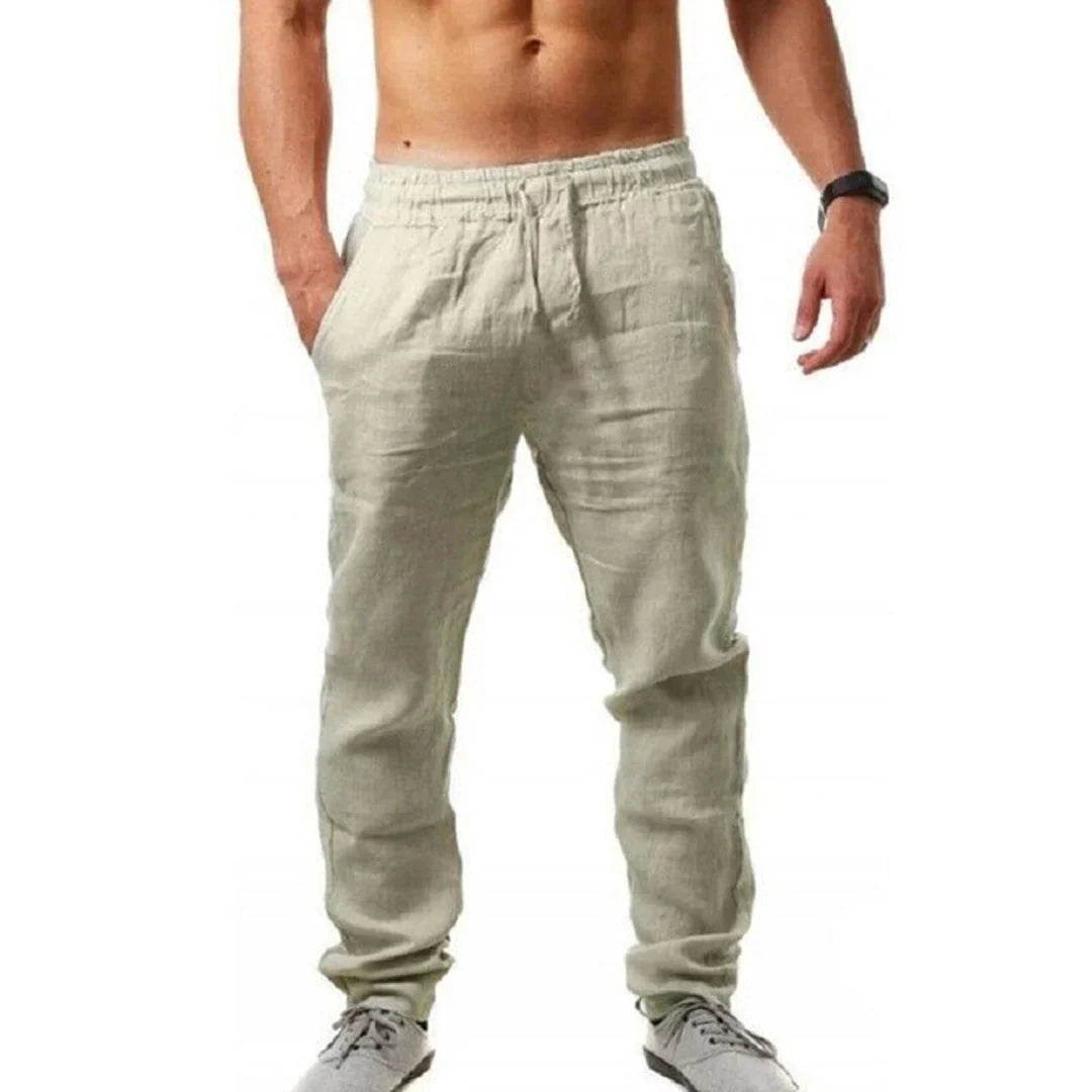 Levoire | Pantalons En Lin Pour Hommes Vert olive clair