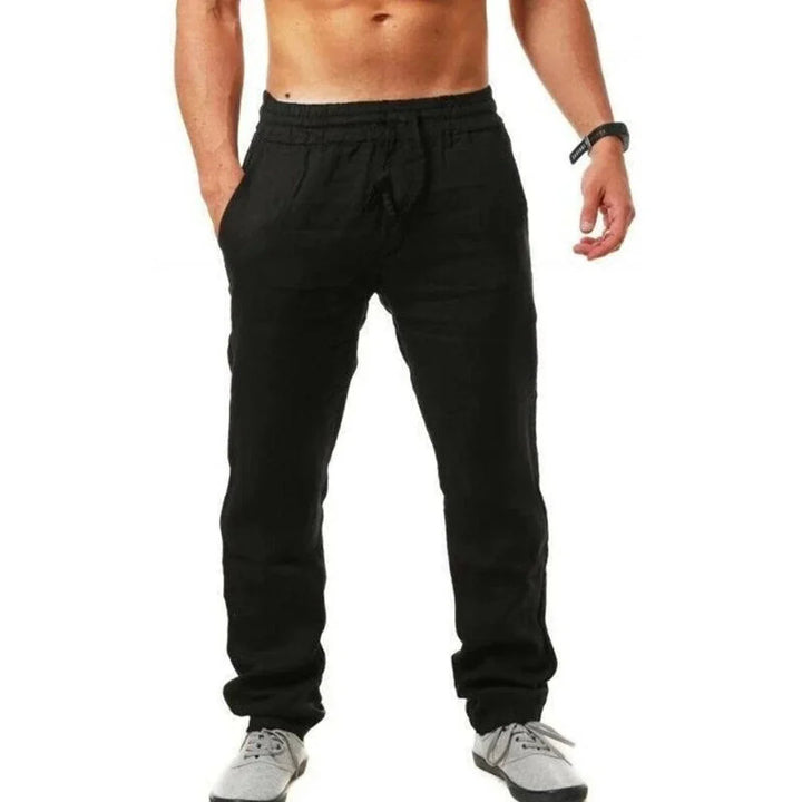 Levoire | Pantalons En Lin Pour Hommes Noir