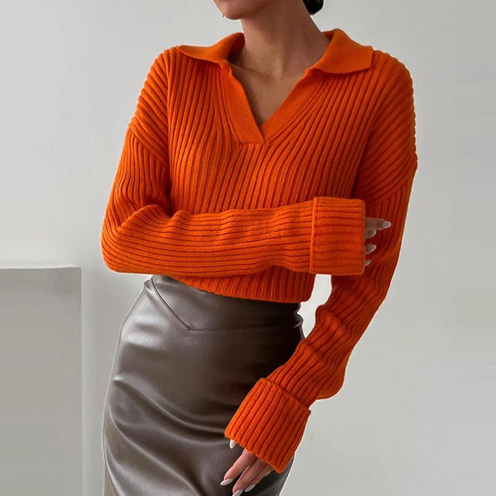 Levoire | Pullover De Couture Stylé Pour Femmes Caramel-Orange