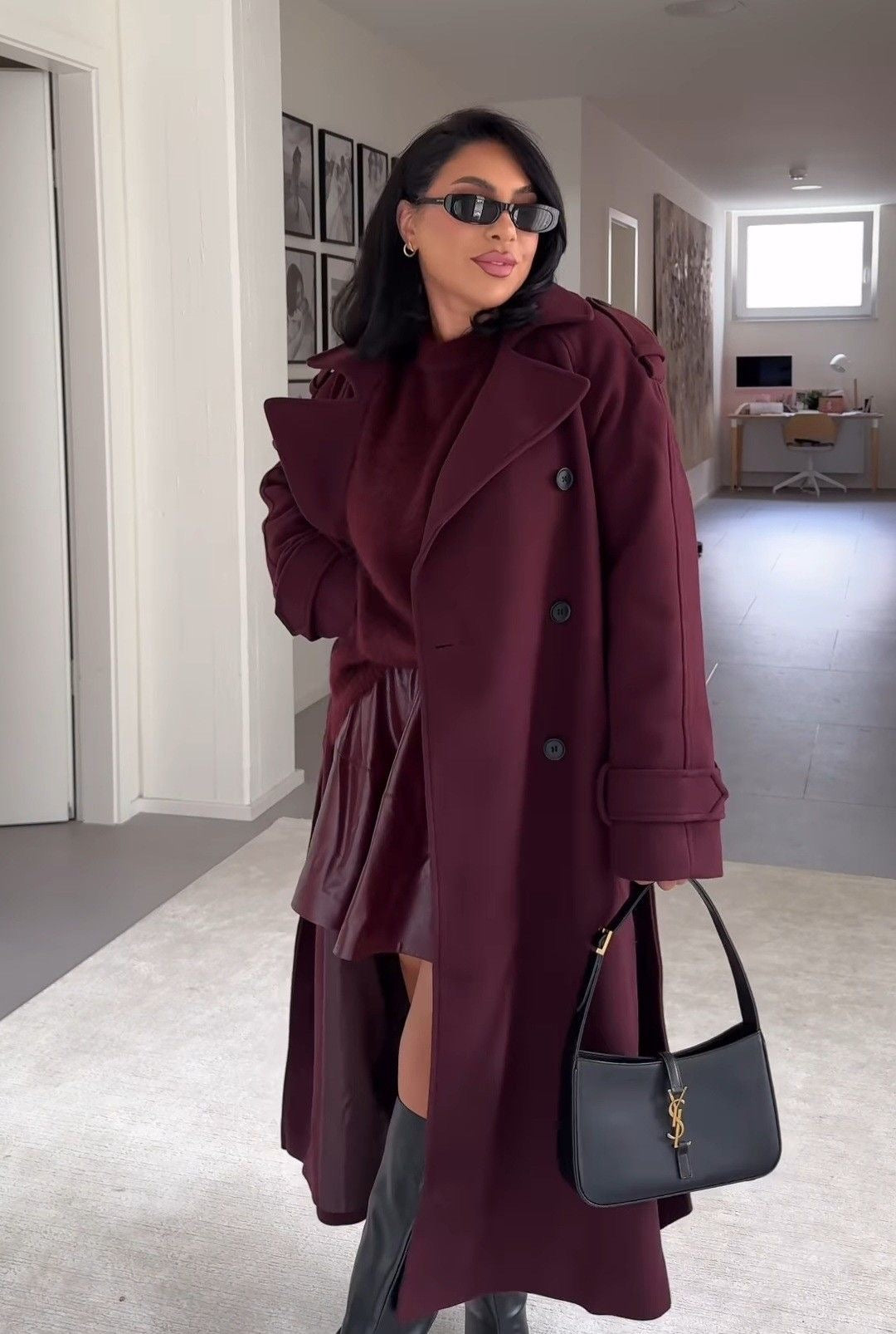 Levoire | Trench-Coat Élégant Couleur Bordeaux