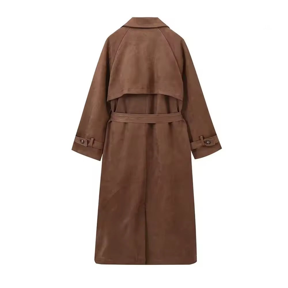 Levoire | Manteau Trench En Daim Plus Long En Brun