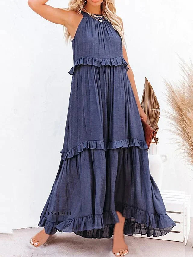 Levoire | Elegant Dress With Feminine Ruffles And Patterns Merensininen