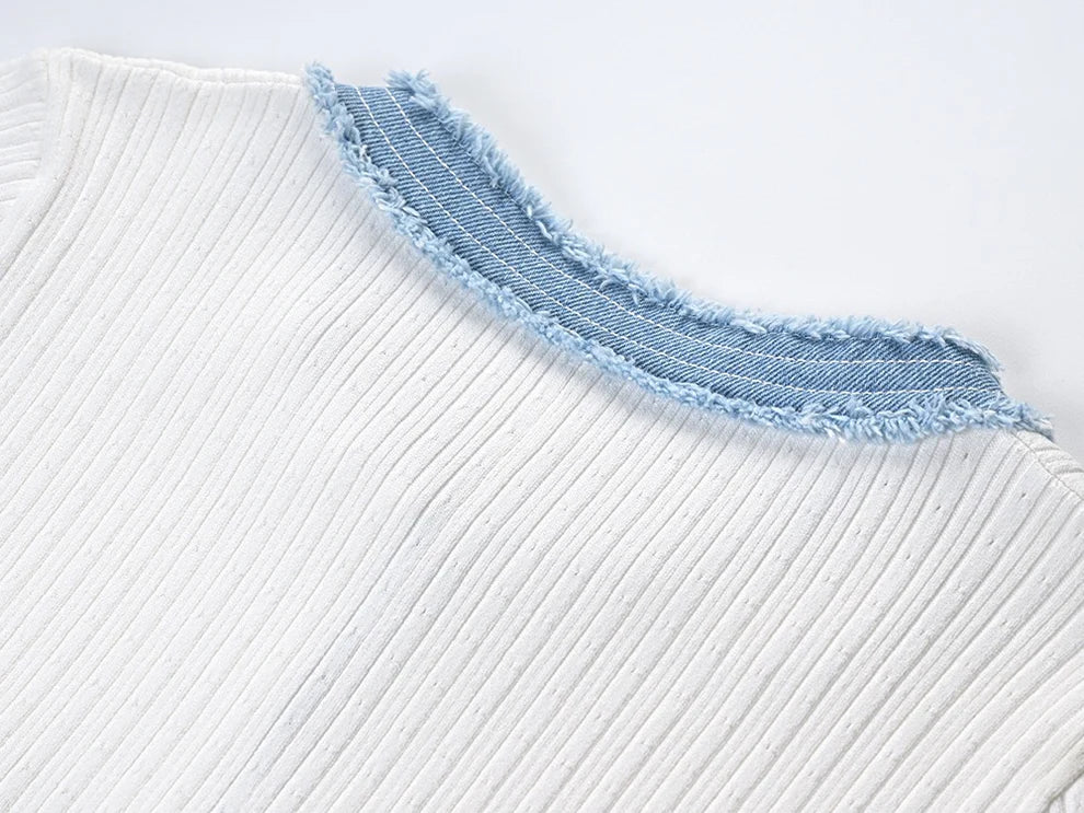 Levoire | Robe Midi En Tricot Et En Denim