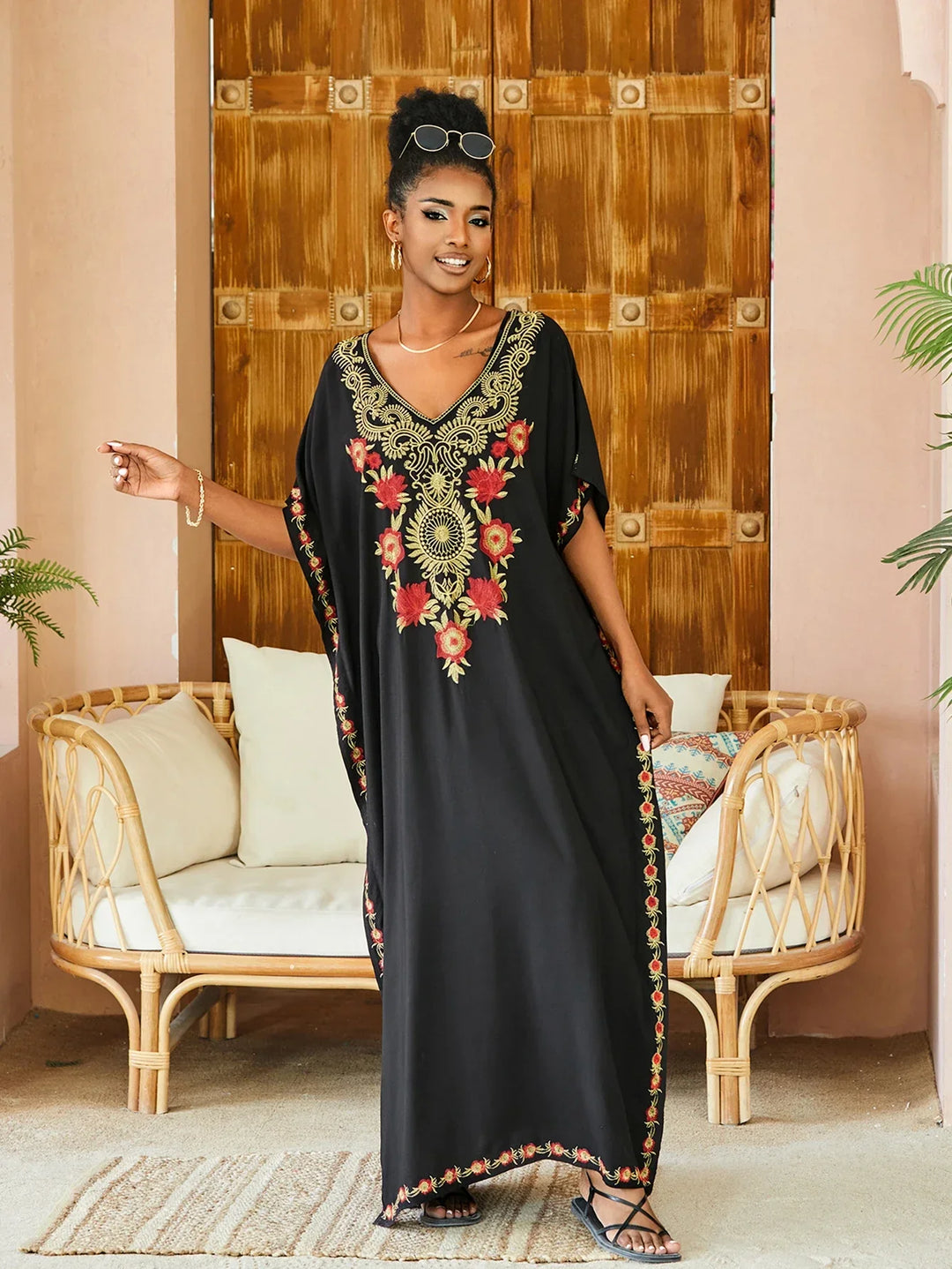 Levoire | Kaftan Léger Robe Noir Une taille