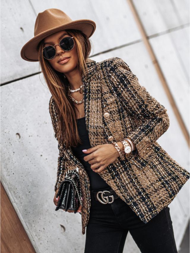 Levoire | Blazer Élégant Avec Manches Longues Et Imprimé Braun