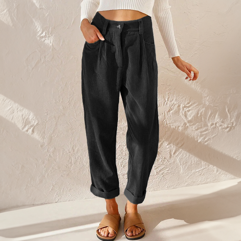 Levoire | Pantalon En Rib Décontracté Noir