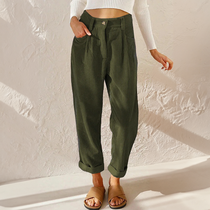 Levoire | Pantalon En Rib Décontracté Vert