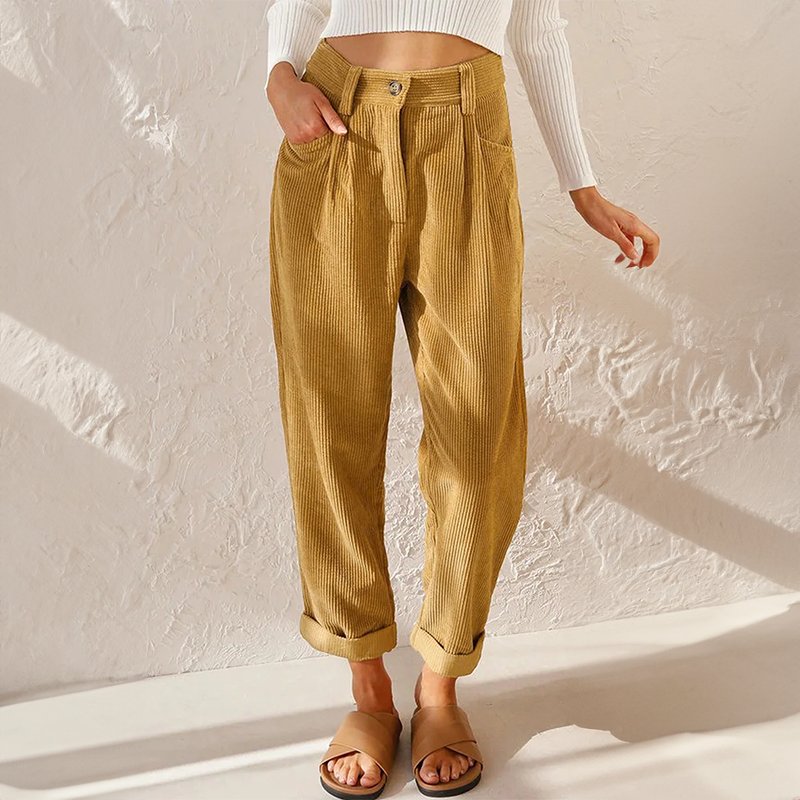 Levoire | Pantalon En Rib Décontracté Jaune