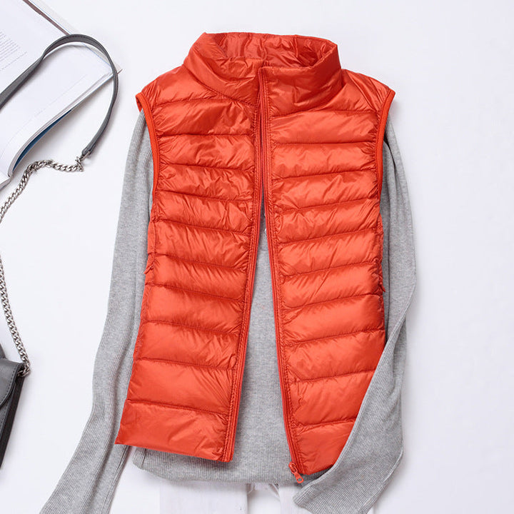 Levoire | Chaud, Léger, Gilet Sans Manches En Duvet Pour Femmes Orange