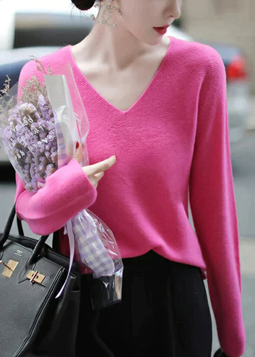 Levoire | Haut En Tricot Italien Avec Décolleté En V Rosa