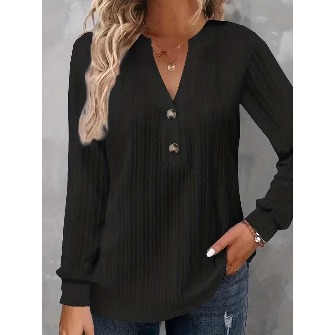 Levoire | Simple Doublé Avec Bouton Chemisier Femme À Manches Longues Noir
