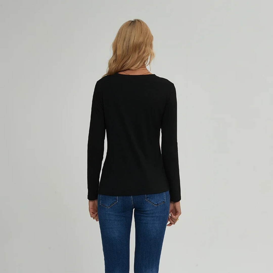 Levoire | T-Shirt Léger À Patchwork Simple Pour Femmes Avec Manches Longues