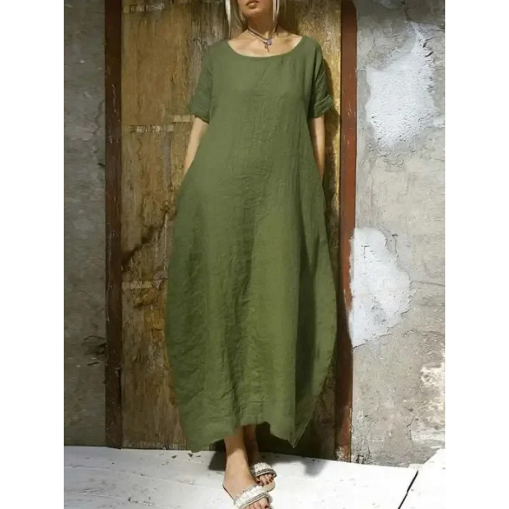 Levoire | Robe En Lin Respirante En Coton Simple Vert