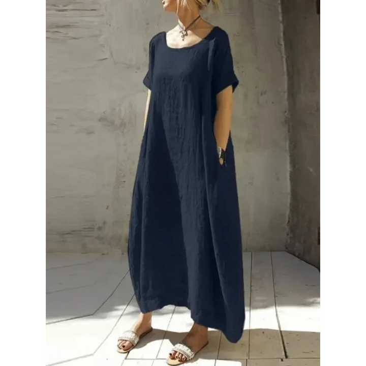 Levoire | Robe En Lin Respirante En Coton Simple Bleu foncé