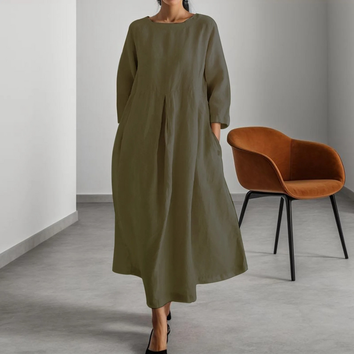 Levoire | Robe En Lin Simple Avec Encolure Ronde Légumes