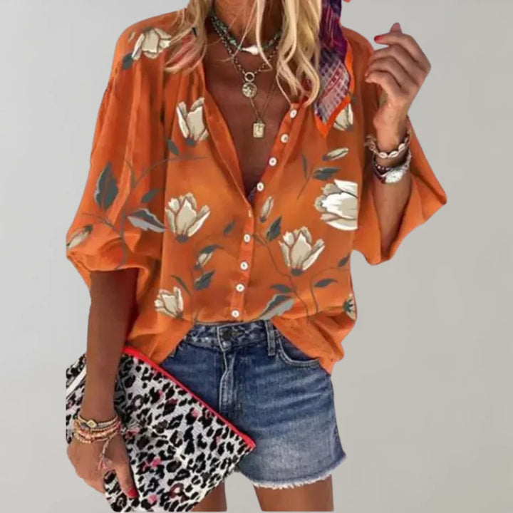Levoire | Blouse D'Été Avec Imprimé Floral Orange