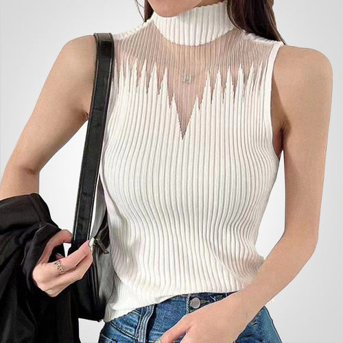 Levoire | Top En Tricot Transparent Court, Avec Décolleté