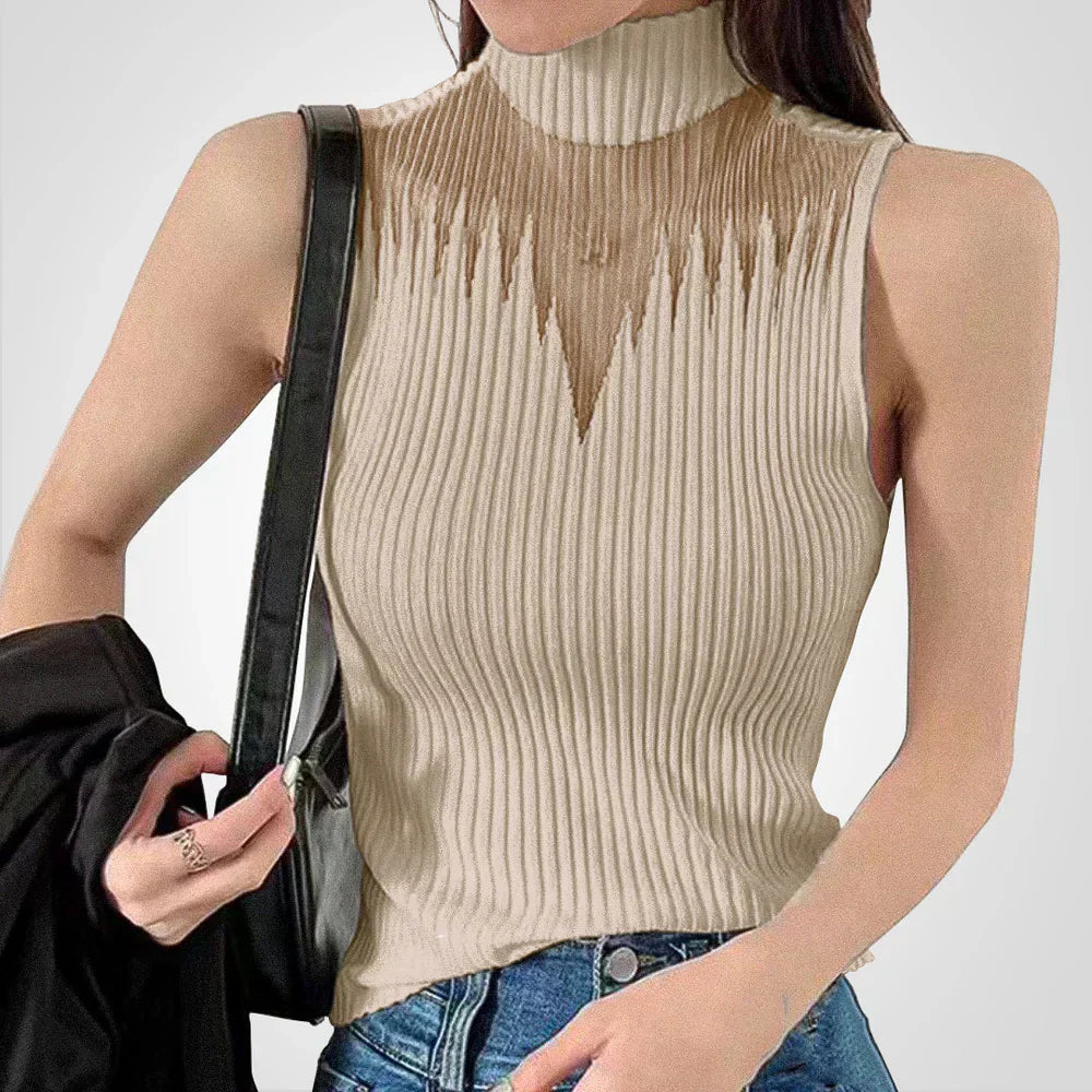Levoire | Top Dos Nuque Satin Khaki Une taille