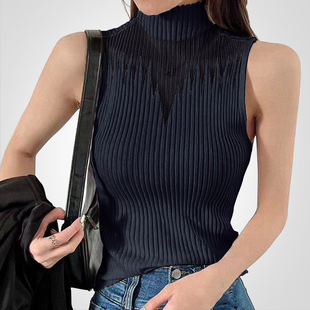 Levoire | Top En Tricot Transparent Court, Avec Décolleté Noir Une taille