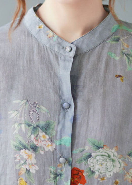 Levoire | Haut imprimé Fleur bleue2