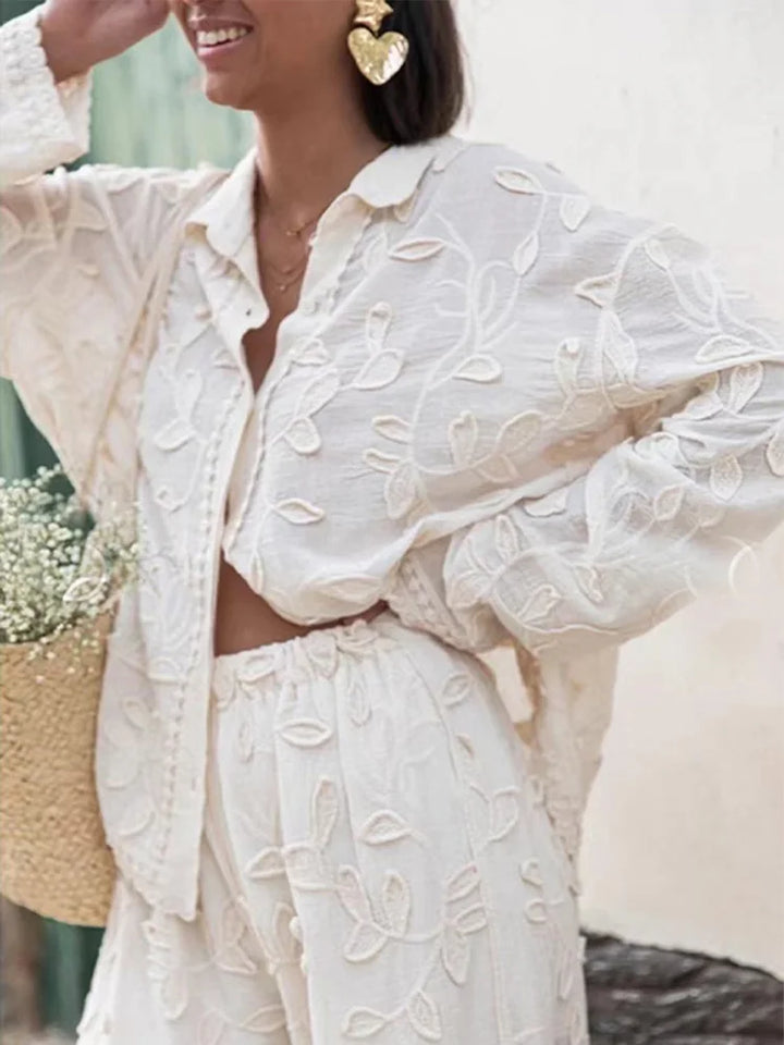 Levoire | Blouse Brodée Et Pantalon À Manches Longues