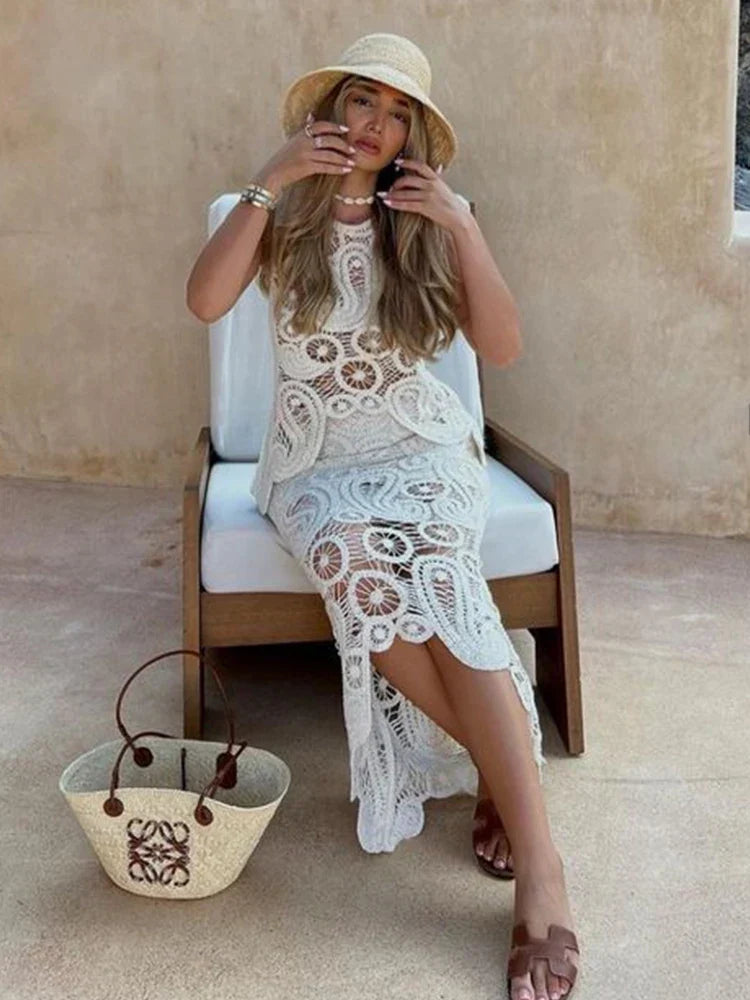 Levoire | Haut Tricot Sans Manches & Ensemble Jupe Maxi