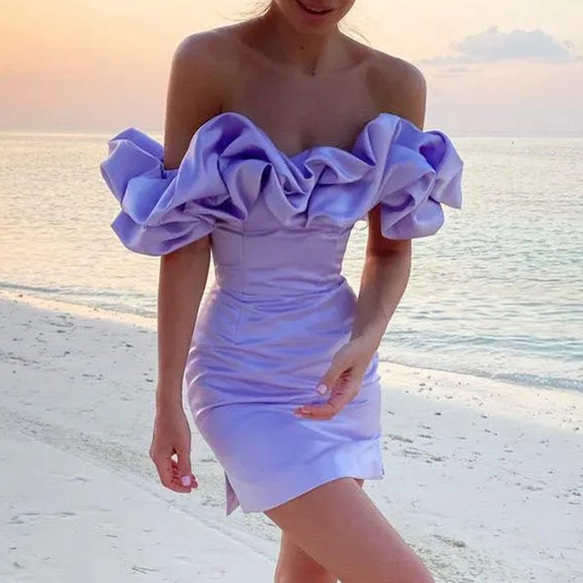 Levoire | Robe À Épaules Satinées Lila