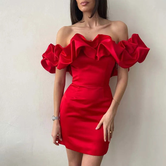 Levoire | Robe À Épaules Satinées Rot