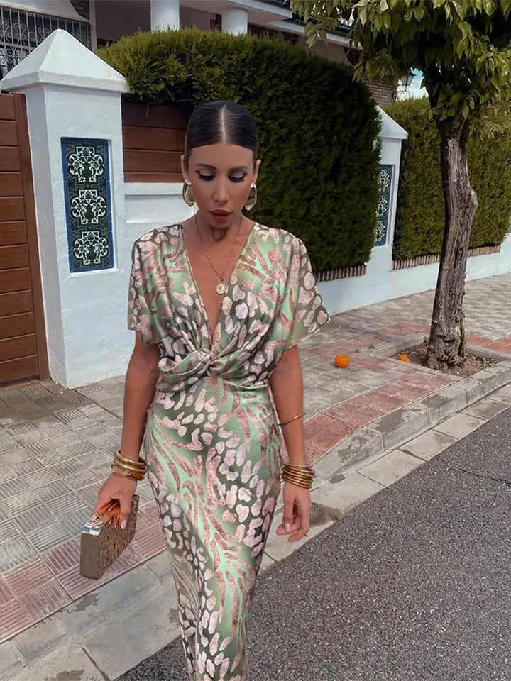 Levoire | Robe Maxi À Décolleté En V Pour Femmes Vert