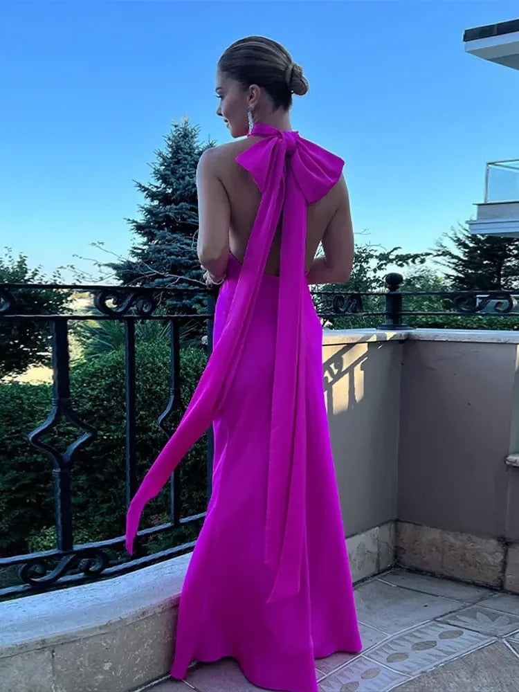 Levoire | Robe Épinglette Lacée Dos Bar Sans Épaule Rosenrot