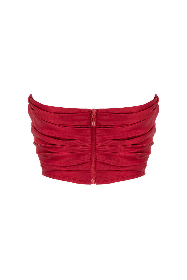 Levoire | Élégant Rouge Drapé Taffetas Corset