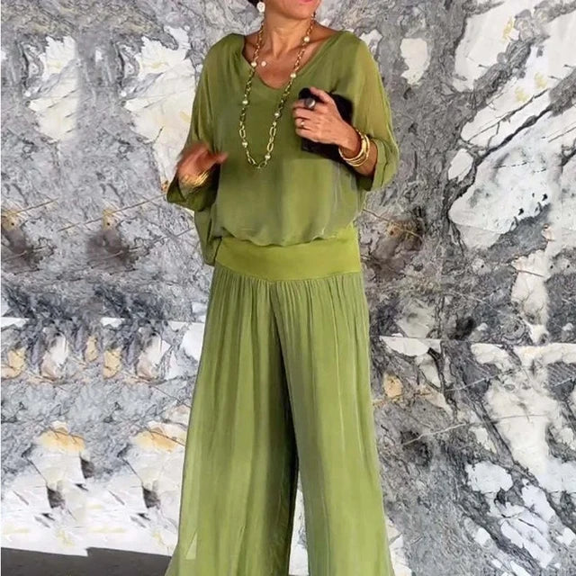 Levoire | Ensemble élégant en deux pièces en chiffon Vert