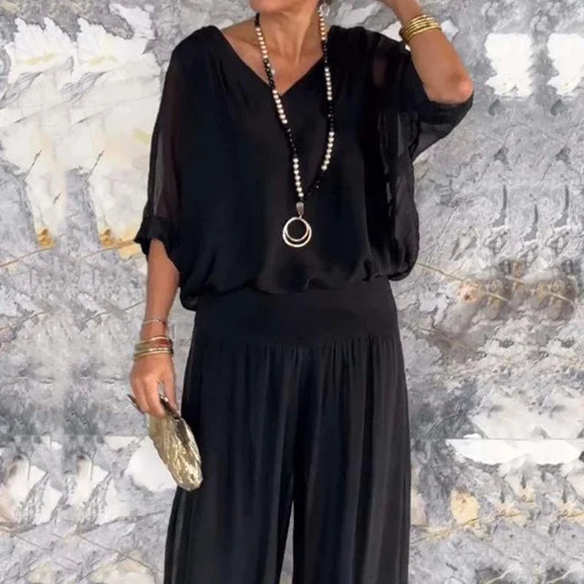 Levoire | Ensemble élégant en deux pièces en chiffon Noir