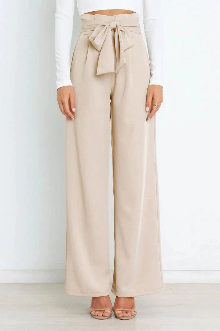 Levoire | Pantalon Large Taille Haute Pour Femmes Beige