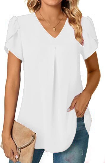 Levoire | T-Shirt Pour Femmes Décontracté Avec Col En V Blanc