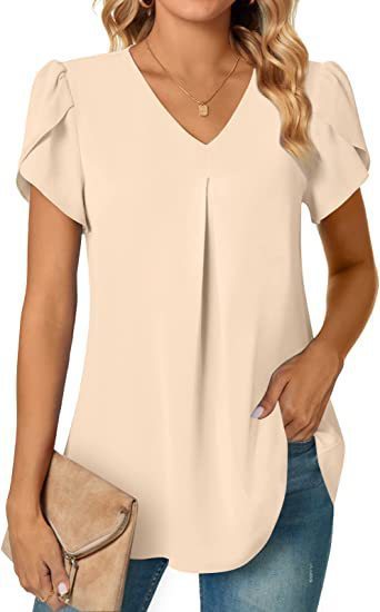 Levoire | T-Shirt Pour Femmes Décontracté Avec Col En V Khaki