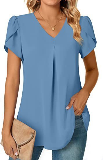 Levoire | T-Shirt Pour Femmes Décontracté Avec Col En V Bleu