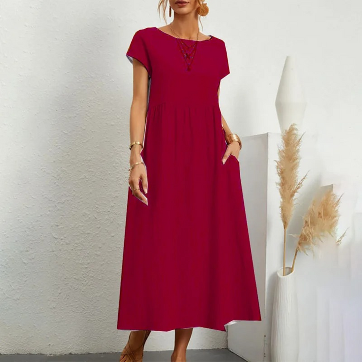 Levoire | Robe En Lin Élégante Et Confortable Avec Encolure O Rot